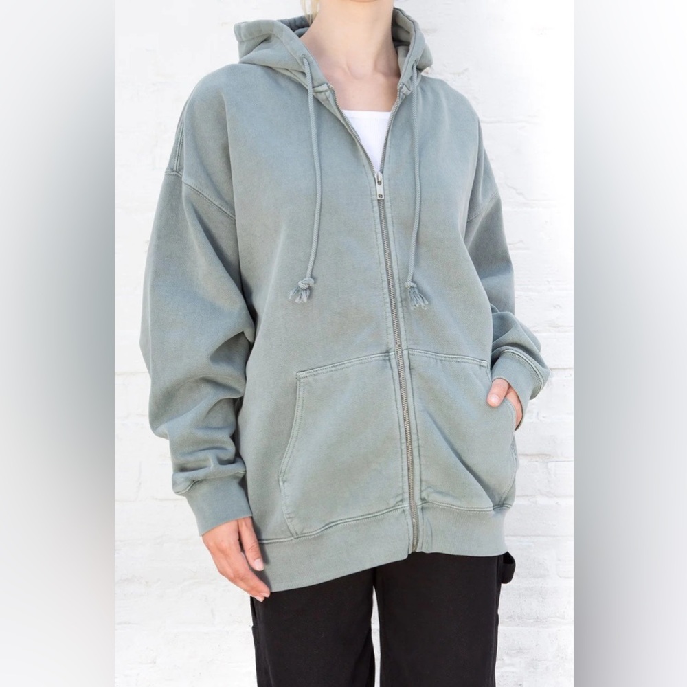 over sized dark sage green brandy zip up